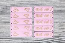 Set con 10 targhette “cuore” in finta pelle (rosa) - Cod. art. 8106