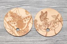 2 coperchi in legno di faggio (Farfalle) - Cod. art. 8205