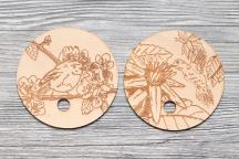 2 coperchi in legno di faggio (Uccelli) - Cod. art. 8205