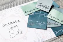Set di Design di etichette tessute 'happiness colored' by Unikati - Cod. art. 9117