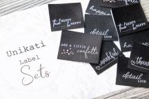 Set di Design di etichette tessute 'happiness black and white' by Unikati - Cod. art. 9118