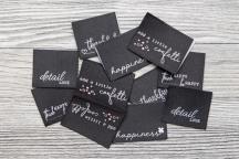 Set di Design di etichette tessute 'happiness black and white' by Unikati - Cod. art. 9118
