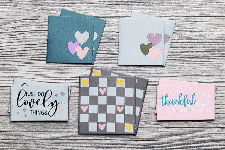Set di etichette tessute di design \"Thankful Hearts\" by Unikati (Cod. art. 9128)