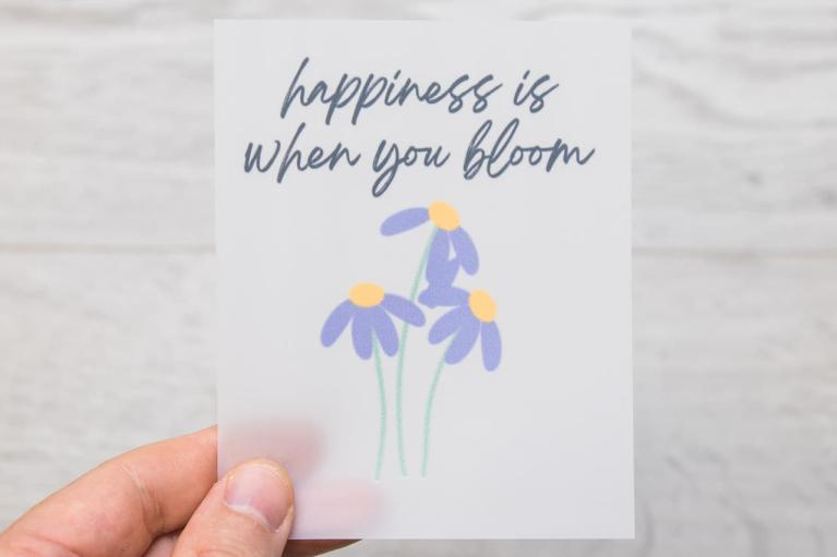 Immagine da stirare designer \"happiness is...\" di Unikati – Bag Design (Cod. art. 9414)