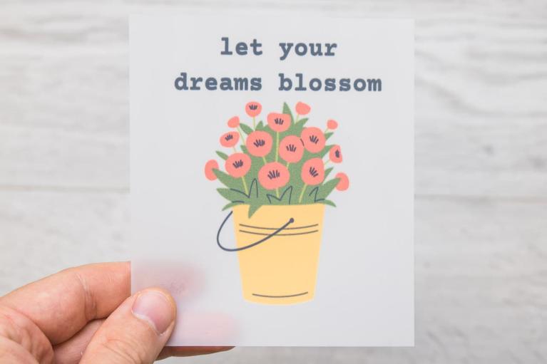 Immagine da stirare designer \"let your dreams blossom\" di Unikati – Bag Design (Cod. art. 9415)