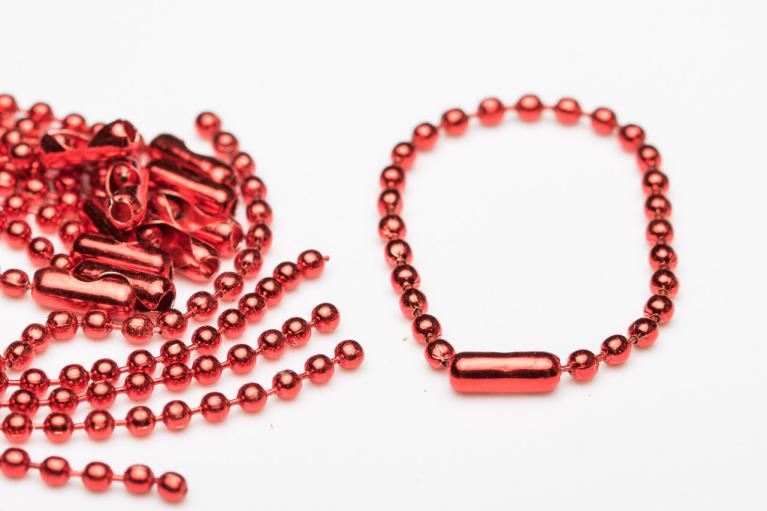Catenine a sfere, rosse, Ø 2,4 mm, lunghezza 10 cm (Cod. art. 2102)