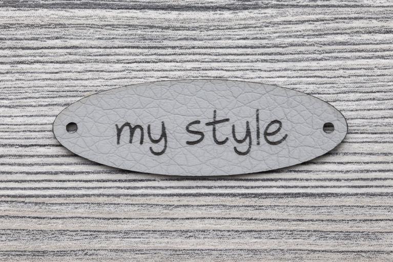 10 etichette in pelle sintetica grigie \"my style\" (Cod. art. 8105)