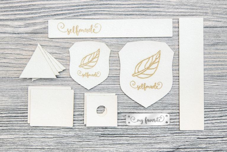 Set di targhette “selfmade” in finta pelle  (bianco) - Cod. art. 9005